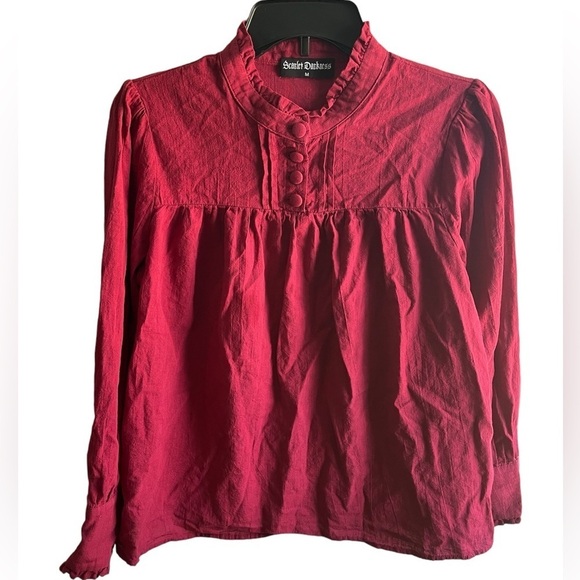 Scarlet Darkness High Neck Peasant Top - Picture 1 of 6
